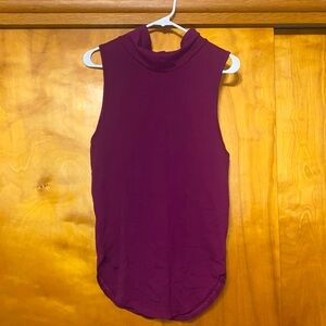 Free People Mock Neck Sleeveless Top in Plum
